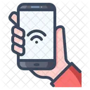 Hand On Smartphone Mobile Icon
