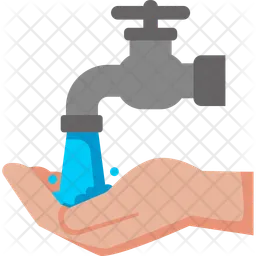 Hand Under Tap Receiving Fresh Water Flow  Icon