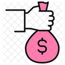 Hand With Money Bag Giving Financial Support Altruistic Donation Icon