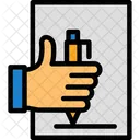 Hand With Pen For Note Taking Recording Note Making Icon