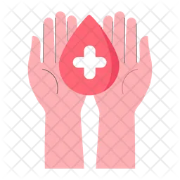 Hands holding a Blood drop with medical symbol  Icon