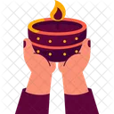 Hands Holding Diwali Candle  Icon