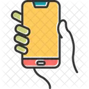Hands holding mobile phone  Icon