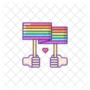 Hands holding pride parade placard  Icon