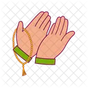 Hands Praying With Prayer Beads  Icon