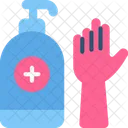 Handschuhe und Desinfektionsmittel  Symbol