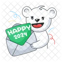 Happy 2024 Bear Message New Year Icon