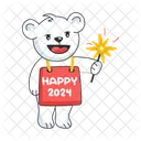 Happy 2024 Hand Sparklers Bengal Light Symbol