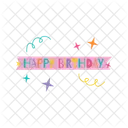 Happy birthday text banner  Icon