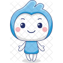 Happy Blue Mascot  Icon