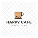 Happy Cafe Hot Coffee Cafe Logomark Icon