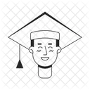 Happy caucasian student in academical cap  Icon