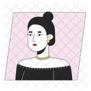 Caucasian Woman Happy Lady Bun Hairstyle Icon