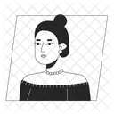 Happy caucasian woman with bun hairstyle  アイコン