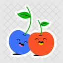 Happy Cherries Cherries Emoji Fresh Fruit Icon