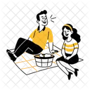 Happy Couple Partners Picnic Icon