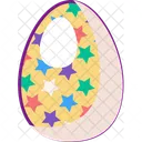 Happy Easter Chicken Decorated Egg With Colorful Bright Ornament Icon