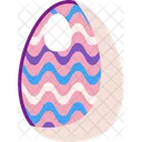 Happy Easter Chicken Decorated Egg With Colorful Bright Ornament Icon