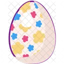 Happy Easter Chicken Decorated Egg With Colorful Bright Ornament Icon