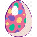 Happy Easter Chicken Decorated Egg With Colorful Bright Ornament Icon
