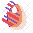 Happy Easter Chicken Decorated Egg With Colorful Bright Ornament Icon