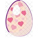 Happy Easter Chicken Decorated Egg With Colorful Bright Ornament Icon