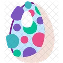 Happy Easter Chicken Decorated Egg With Colorful Bright Ornament Icon