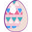 Happy Easter Chicken Decorated Egg With Colorful Bright Ornament Icon