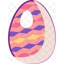 Happy Easter Chicken Decorated Egg With Colorful Bright Ornament Icon