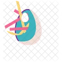 Happy Easter Chicken Decorated Egg With Colorful Bright Ornament Icon