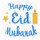 Happy Eid Mubarak Greeting Text Icon