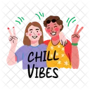 Happy Friends Chill Vibes Posing Icon