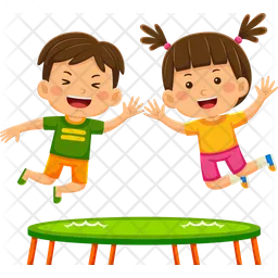 Happy Kids Playing Trampoline  Icon