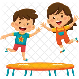 Happy Kids Playing Trampoline  Icon