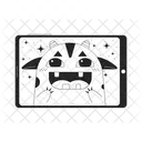 Happy monster on tablet computer  Icon