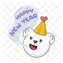 Happy New Year New Year Greeting Party Bear Icon