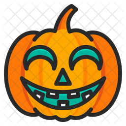 Happy Pumpkin Icon - Download in Colored Outline Style