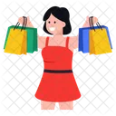 행복한 쇼핑 구매 쇼핑 소녀 아이콘