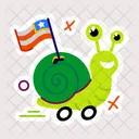 Happy Snail Cute Slug American Flag Icon