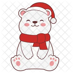 Happy winter polar bear  Icon