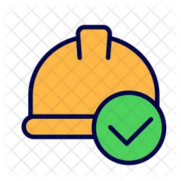 Hard hat with check mark  Icon