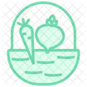 Harvest Basket Duotone Line Icon Icon