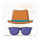 Hat And Glasses Beach Accessories Headwear Icon