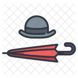 Hat And Umbrella  Icon