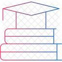 책과 함께 모자 졸업  아이콘