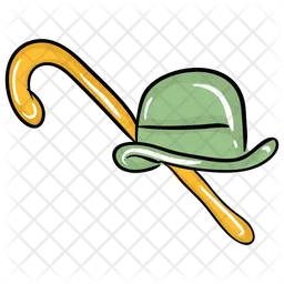 Hat With Cane  Icon