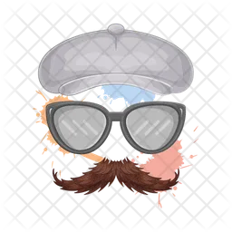 Hat with glasses and mustache  Icon