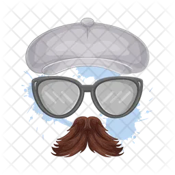 Hat with glasses and mustache  Icon