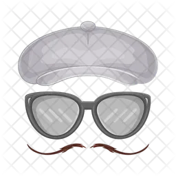 Hat with glasses and mustache  Icon