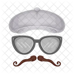 Hat with glasses and mustache  Icon